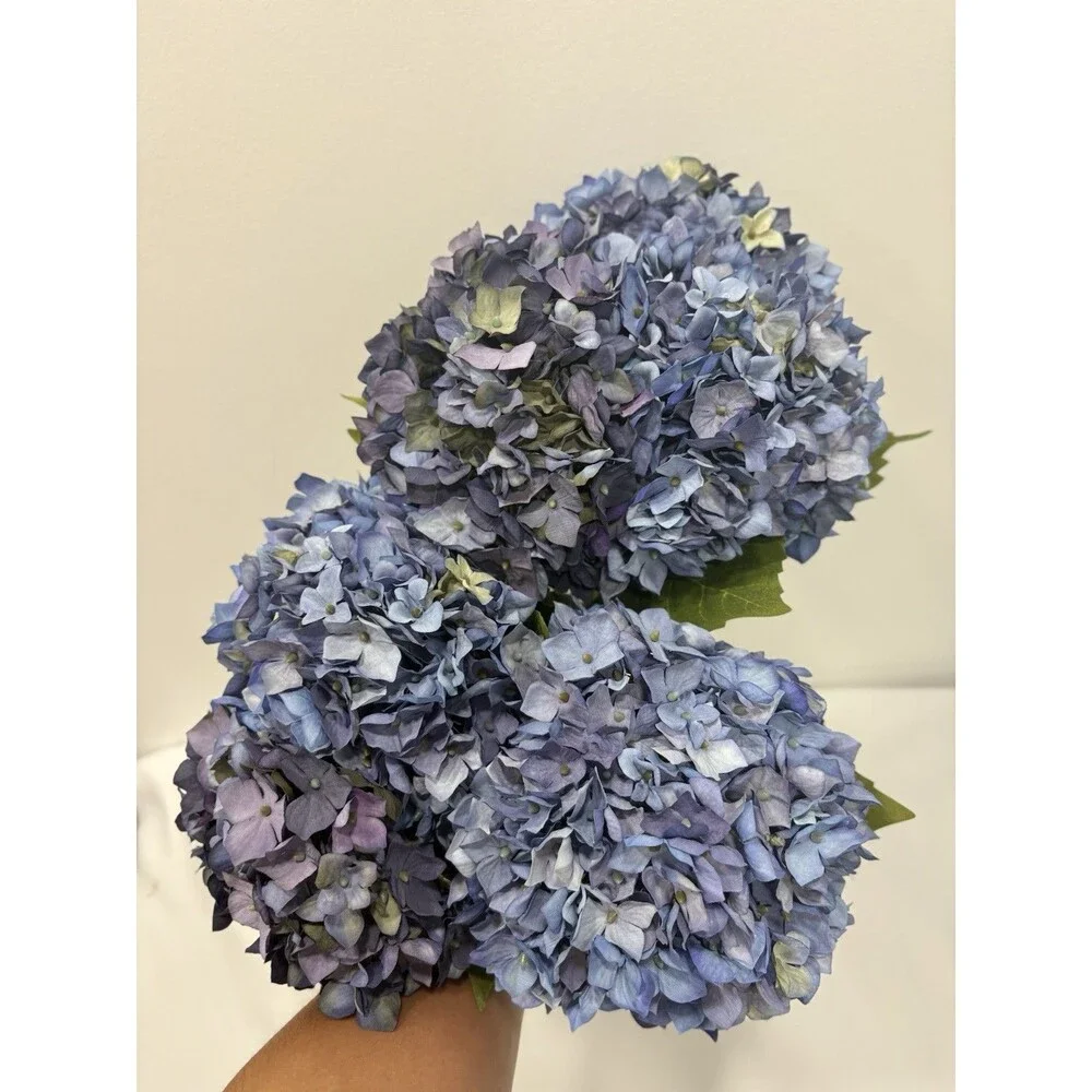 Pottery Barn Faux Blue Hydrangeas Flower Bouquets Set Of 2 Artificial Floral Ste